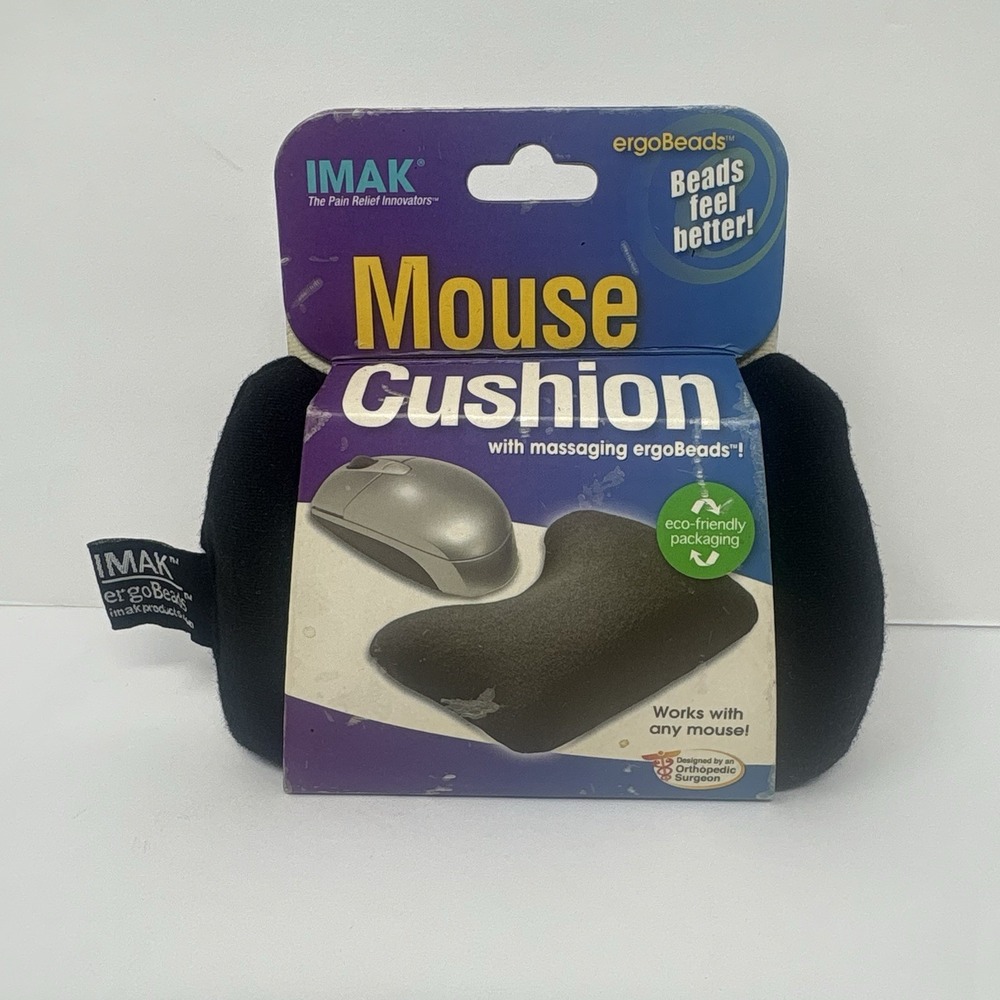 IMAK ErgoBeads Mouse Cushion Wrist Rest Black Ergonomic Support NEW